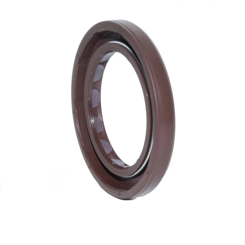 Side view of brown rotary shaft oil seal with metal garter spring for A10VSO71 hydraulic pump (35-52-6/5.5mm).