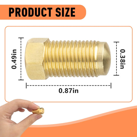 Brass brake line plug, 1/8 in NPT male, hex head, for M10 x 1.0 ports, 4-pack