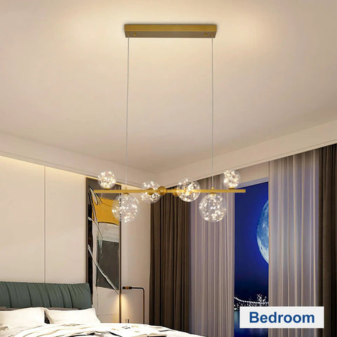 Dope Modern 5-Light Chandelier Fixture With Brushed Nickel Finish And Glass Shades in bedroom setting
