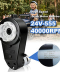 Two Pack 24V RS555 40000RPM high speed ride on motor with gearbox in playground setting with child in toy car