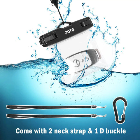 2 Pack Waterproof Car Key Fob Case with Lanyard for Swimming and Surfing, small wallet bag with neck straps and D buckle