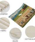 Farmhouse Style Top Load Washer And Dryer Cover With Storage Pockets shown in cotton-linen blend with fabric details