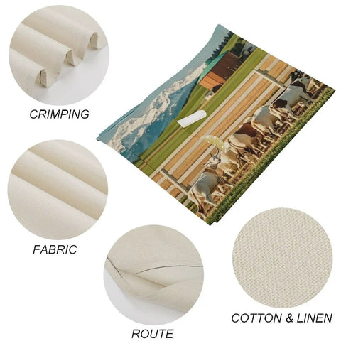Farmhouse Style Top Load Washer And Dryer Cover With Storage Pockets shown in cotton-linen blend with fabric details