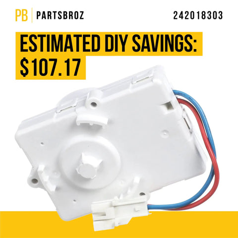 Condenser Fan Motor 242018303 for Frigidaire and Electrolux Refrigerators, white unit with wires, saves $107.17