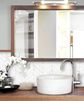 Bathroom with 10 Sheet Herringbone Peel And Stick Backsplash In White Marble Look PVC Self Adhesive Wall Tiles, modern decor.