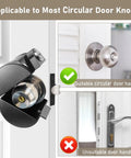 Straight Up Secure Child Proof Door Knob Lock Cover Prevents Turning For Home Rentals Job Sites Black shown on circular knob.