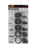 18-Piece Internal Retaining Ring Set With Heavy-Duty Spring Steel And Black Oxide Finish in plastic box, assorted sizes