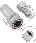 Heavy Duty Carbon Steel Hydraulic Quick Connect Coupler M14x1.5 Female Thread High Pressure Steel Ball Locking Self Closing Stops Leaks Knuckle Tight Thread Under Heavy Industrial Vibration Rock Solid Long Life Handles The Hammer On Big Machines, M14 size