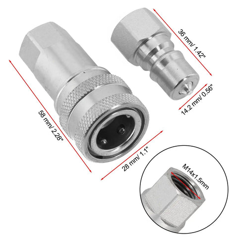 Heavy Duty Carbon Steel Hydraulic Quick Connect Coupler M14x1.5 Female Thread High Pressure Steel Ball Locking Self Closing Stops Leaks Knuckle Tight Thread Under Heavy Industrial Vibration Rock Solid Long Life Handles The Hammer On Big Machines, M14 size