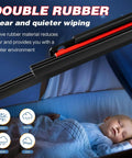 Heavy Duty Dual Rubber Windshield Wipers Rolling Through Storms Smooth As Butter For Chevy Silverado 1500 2500 3500 Hd Gmc Sierra Models 22 And 22 Inch close-up of double rubber blades reducing noise.
