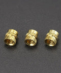 Three Brass Heat Set Threaded Inserts for Plastic and 3D Printing Eight Thirty Two Female Thread Size 0.25 Inch Length Knurled Grip