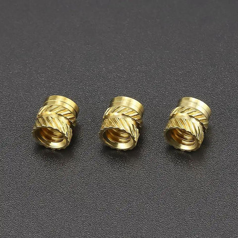 Three Brass Heat Set Threaded Inserts for Plastic and 3D Printing Eight Thirty Two Female Thread Size 0.25 Inch Length Knurled Grip