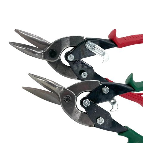 Left And Right Aviation Snip Set For Tin Cutting With Glidetech Forged Blades Made In USA For Pro Grade Short Cuts And Tight Curves