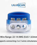 Twenty Pack Tough As Nails Three Way Wire Connectors featuring waterproof sealing for 22 to 14 AWG cable splicing.