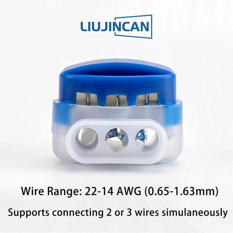 Twenty Pack Tough As Nails Three Way Wire Connectors featuring waterproof sealing for 22 to 14 AWG cable splicing.