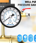 Well Pump Pressure Gauge Zero To One Hundred Psi With Two Inch Dial Face One Eighth NPT Includes One Quarter NPT And Three Eighth NPT Hex Bushings Center Back Mount Three Two Three Percent Accuracy Built Tough Workhorse For Water Well Testing on display
