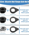 48 Piece Bike Nuts And Safety Washers Kit With M8 M9.5 M10 Sizes For Front And Rear Wheels, nut and washer details