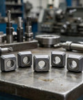10 Pack Carbide Turning Inserts For Steel Cast Iron And Non Ferrous Metals Machining On Lathe And Milling Tools Holding With Easy Wrench Replacement For A Tough Workhorse With Long Tool Life And Lower Tooling Costs, five carbide inserts on workbench