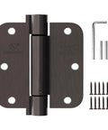 Oil Rubbed Bronze Self-Closing Door Hinge, Heavy-Duty 3.5 Inch Auto Closer With 3 1/2 Inch Spring Hinge, 5/8 Inch Radius Corner, UL Listed