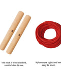 Distance Measuring Tool For Cornhole Boards 27 Feet Setup Easy 3 Step Layout with polished wooden sticks and red nylon rope