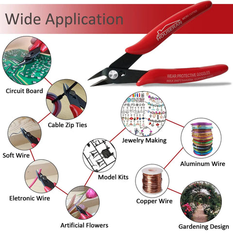 Five Inch Micro Flush Cutters Set Of Ten With Spring Loaded Action for Jewelry Making, Models, Zip Ties, and Wire Snips