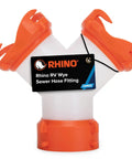 RhinoFLEX RV Sewer Wye Fitting For Dual Hoses To One Dump Station With 360 Degree Swivel Ends And Built In Gaskets