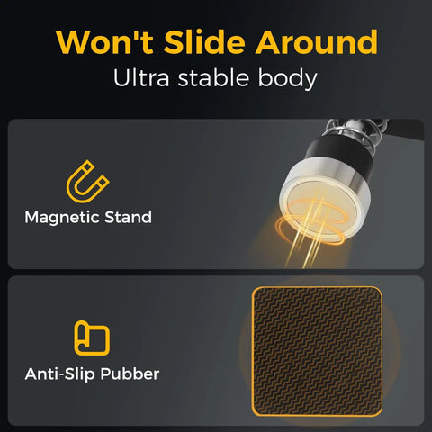 Image of magnetic stand and anti-slip rubber details for Dual Clamp Soldering Helper Stand With Quick Release Third Hand For Electronics.