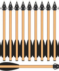 Aluminum Crossbow Bolts For Pistol Crossbows 6.3 Inch Shafts With Sharp Broadhead Tips, 6 Pack, Gold Finish, aligned in a row