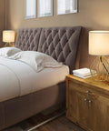 Gold Modern Farmhouse Table Lamps Set Of 2 With Hollowed Out Base And White Fabric Shade, Lit Nightstand Lighting For Bedrooms