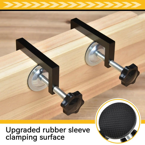 Four Piece Slick G Clamps For Woodworking Deliver Beast Grade Grip Heavy Duty Steel Build With Thickened Rubber Sleeves Smooth As Butter Action Reliable Diy Carpentry Project Gear with upgraded rubber sleeves on wood.