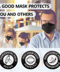 Man wearing 50 Pack KN95 Face Masks Breathable And Comfy Disposable Black Respirators with over 95% filtration at work