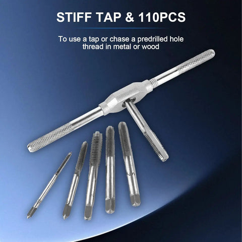 110 Pcs Beefed-Up Metric Tap and Die Set M2-M18 Rethreading Kit for Cutting External and Internal Threads with Storage Case