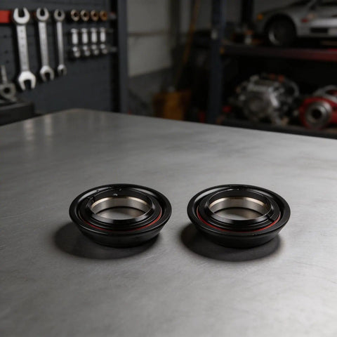 Two components from Six Piece Steering Bearing Kit For G2 Master Electric Scooter Durable Headset Replacement Set with metal finish