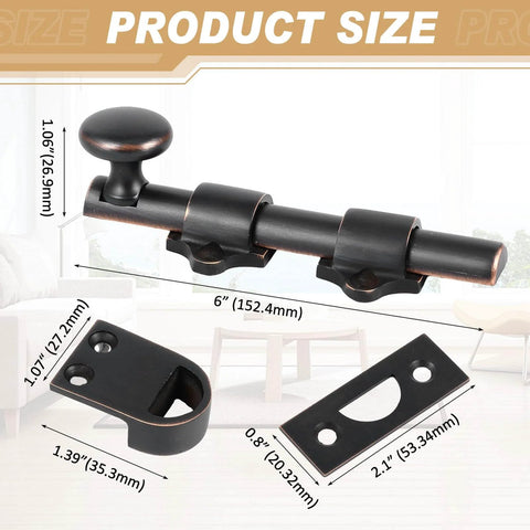 2 Pack 6 Inch Heavy Duty Solid Brass Dutch Door Bolt Slide Latch Door Hardware Locks Bronze Finish Attic Latch