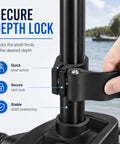Cam Lock Depth Collar Assembly For Trolling Motors, Hand adjusting depth collar on 1-1/8 inch shaft for secure lock