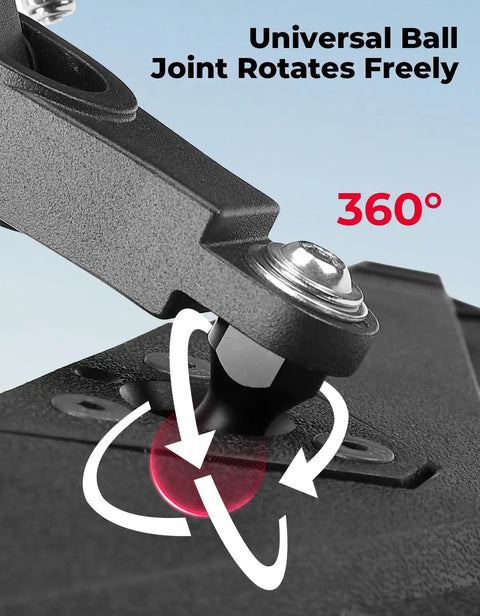 Universal ball joint for upgraded top heavy duty magnetic rear view side mirror rotates 360 degrees for flexible positioning.