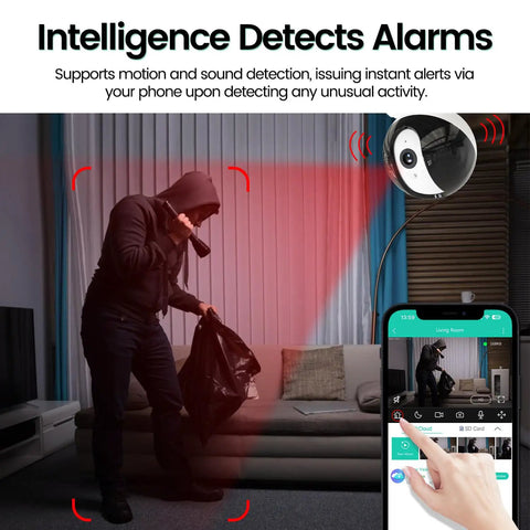 2K HD Indoor PTZ Wi Fi Security Camera With Color Night Vision Motion Detection And Sound Detection Remote Access And Alerts