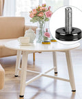 Living room table stabilized with 16 Pack Adjustable Furniture Levelers Heavy Duty Leveling Feet For Table Desk Chair Cabinet Dresser Outdoor Patio Stabilize Uneven Floors Black Includes 16 T Nuts