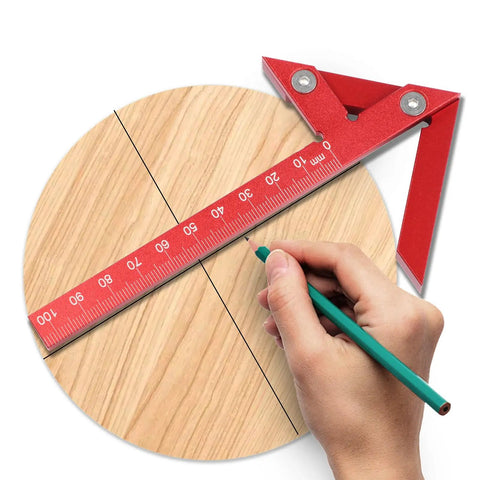 Red Aluminum Alloy Center Positioning Ruler Pro Grade For 45 90 Degree Right Angles And Centerline Marking High Precision Metric Arrow Tool Multi Function Layout Guide For Accurate Scribing Durable Anodized And Wear Resistant Construction, 150mm