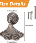 Ginkgo Leaf Shape Knob Handles, 2 Pack Antique Nickel Zinc Alloy Drawer Pulls, 56mm size details with two screws shown