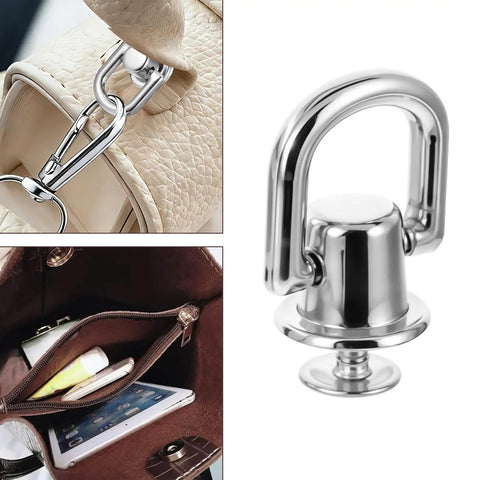 4 Pack D Rings for Purses With 360 Degree Rotatable Stud Screw Balls, Rivets and Post Heads, Polished Silver Finish on leather bag