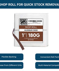 1X150FT Emery Cloth Sandpaper Roll Aluminum Oxide 180 Grit showcased in packaging for wood and metal jobs.