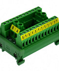 Heavy Duty DIN Rail Mount Terminal Block Distribution Module 30A 300V 2x12 Screw Terminals Dual Row Power Distribution Block