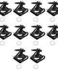 Heavy Duty Quarter Turn Fasteners For Race Fairings Quick Release Bolt Kit With Secure Clamps Universal Fit Hella Tough Steel Hardware For Easy Panel Swaps, set of ten black fasteners with white retainers.