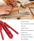No Sweat Miter Saw Angle Duplicator Professional Grade Foldable Angle Finder Protractor shown with hand measuring wood on jobsite.