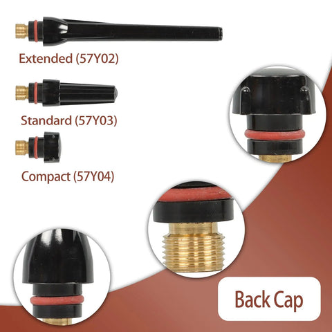 All In One TIG Welding Torch Repair Kit With Stubby Gas Lens Alumina Nozzles Glass Cups For WP 17 18 26 Back caps
