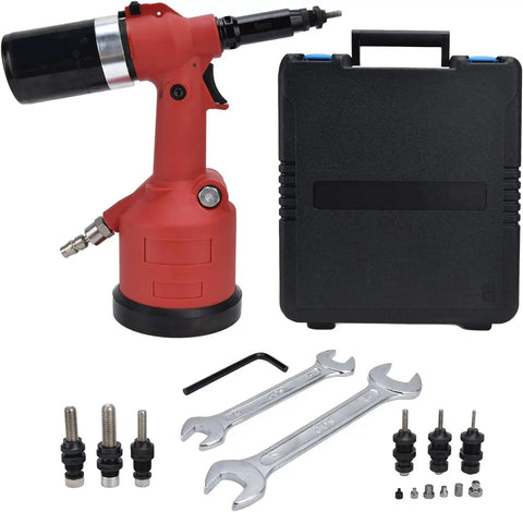 Pneumatic Rivet Nut Setting Kit For M3 To M12 Nuts, Air Powered Riveter Gun, Heavy Duty Zinc Alloy Riveting Tool, Case