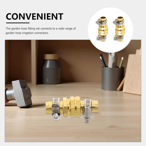 Ultimate Garden Hose Repair Kit With Clamps Fast Fix For 3/4 And 5/8 Inch Water Pipe Adapter Fittings Quick Connector Set Makes Leaks A Thing Of Past, brass hose connector with clamps on desk