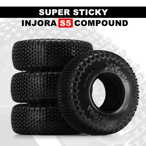 XHX Pin Tires For 1.3 Inch Wheels Fit TRX4M And SCX24 Rock Crawlers, 72x24 Mm S5 Compound displayed in a stack