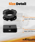 3 Inch Front 2 Inch Rear Leveling Lift Kit For Chevy Colorado GMC Canyon 2015-2022 showing spacer details, front 1.65" and rear 2.05" thickness.